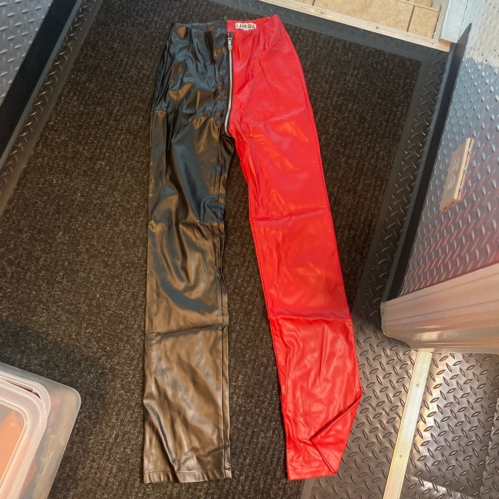 I Am Gia colorblock pleather pants